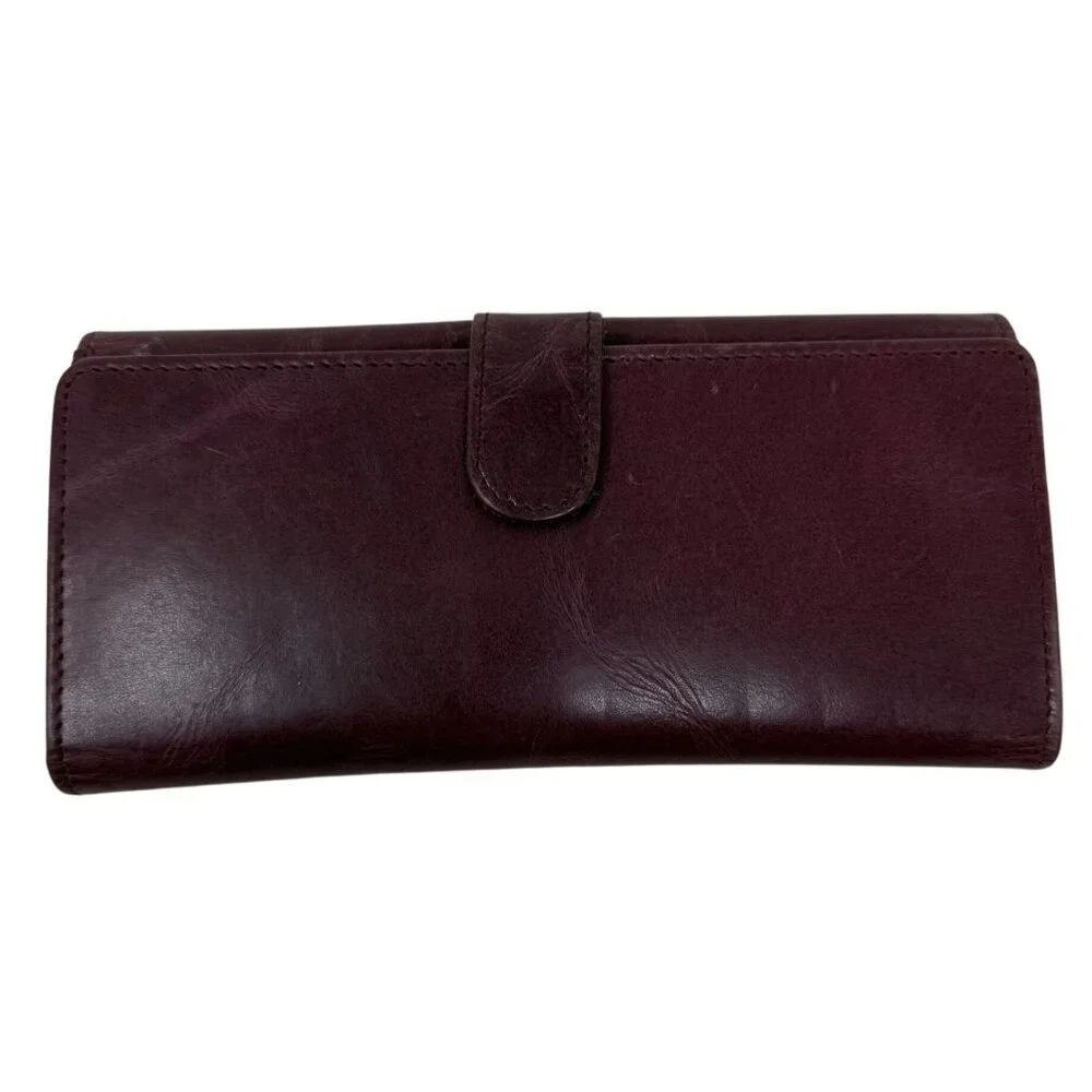 Vintage Sophia Visconti Burgundy Leather Wallet Card Slots Snap Closure Bifold